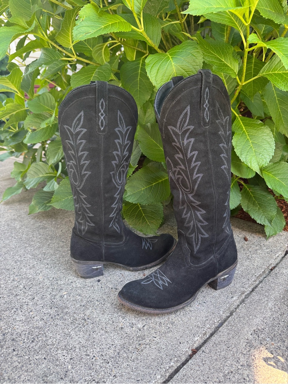 Lane Fire-Away Black Suede Cowboy Boots